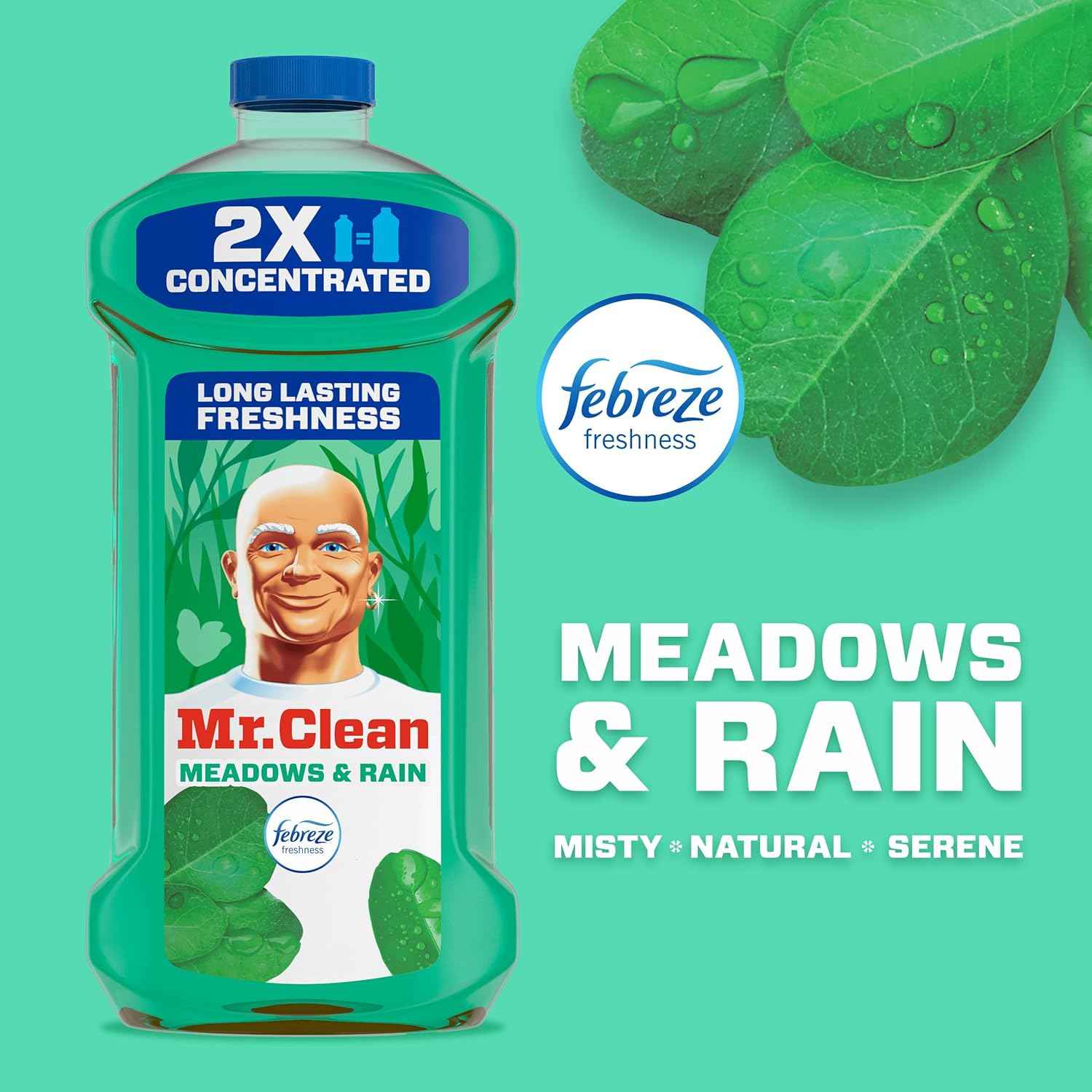 Mr. Clean All Purpose Cleaner with Febreze Meadows & Rain – Thoughtful Housewarming Gift for New Homeowners, Multi-Surface Mopping Solution