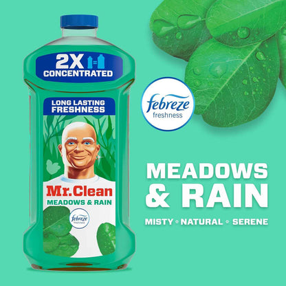 Mr. Clean All Purpose Cleaner with Febreze Meadows & Rain – Thoughtful Housewarming Gift for New Homeowners, Multi-Surface Mopping Solution