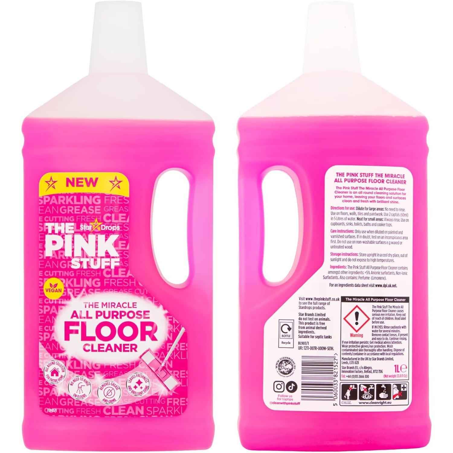 The Pink Stuff Miracle All Purpose Floor Cleaner – Laminate and Vinyl Floor Cleaning Solution for High Traffic Hallways and Entryways, Streak Free