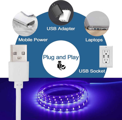 Lumiglow UV Black Light Strip – 6.6ft Glow Party Gift for Teens, Gamers and Creative Hobbyists