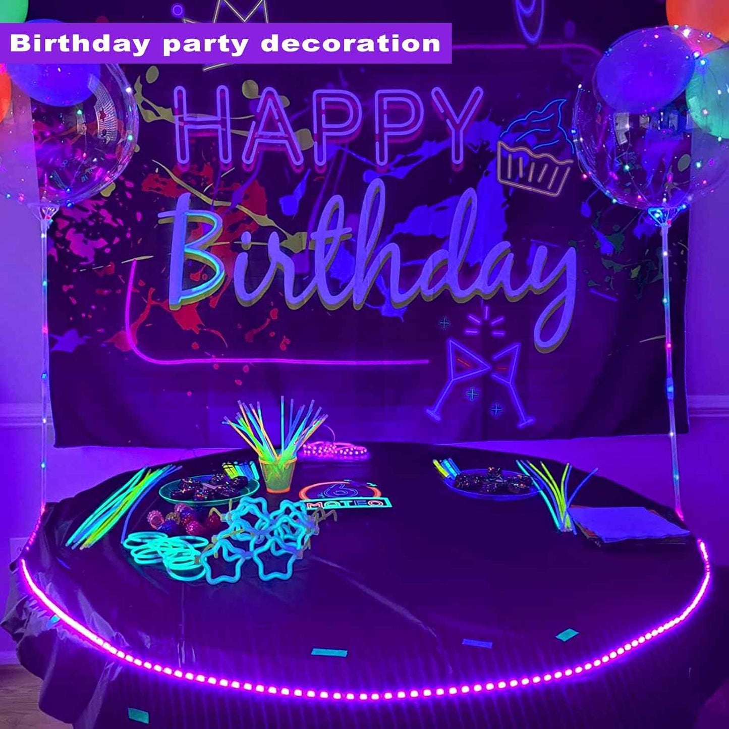 Blacklight Strip Lights for Living Room Decor, 120 LED Bead USB Powered UV Bar for Ambient Purple Glow