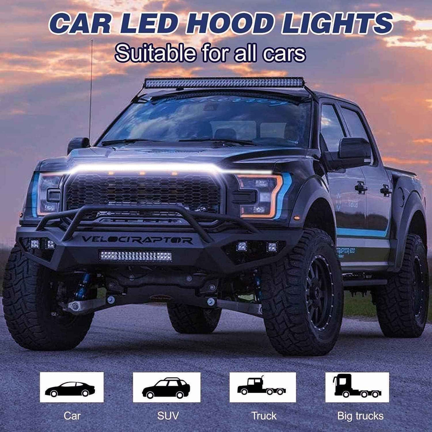 70-Inch Waterproof LED Strip – Hood and Engine Bay Outdoor Decor, Withstands Rain and Car Washes