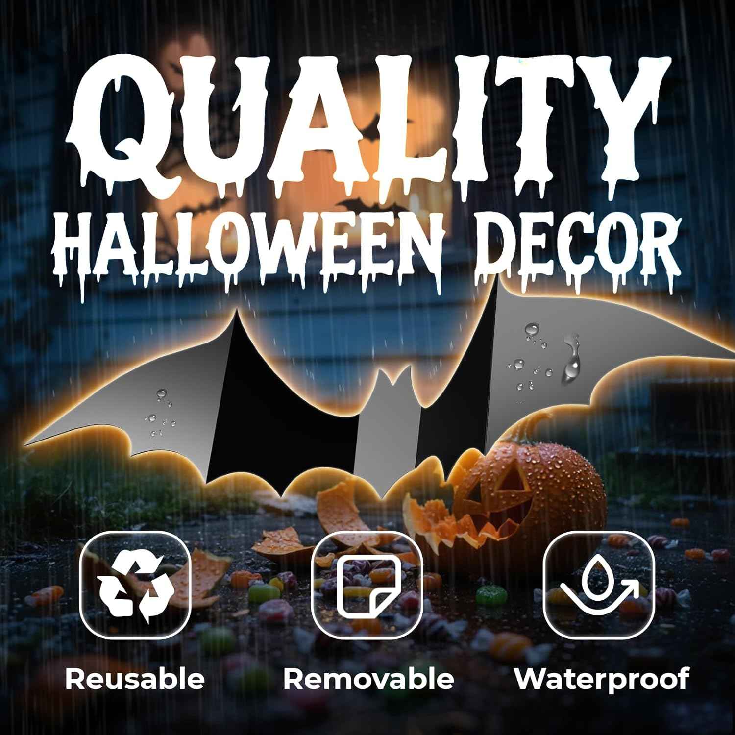 HauntNest Cute Bat Wall Decals – No-Mess Halloween Activity for Classroom, Daycare, and Nursery, Reusable