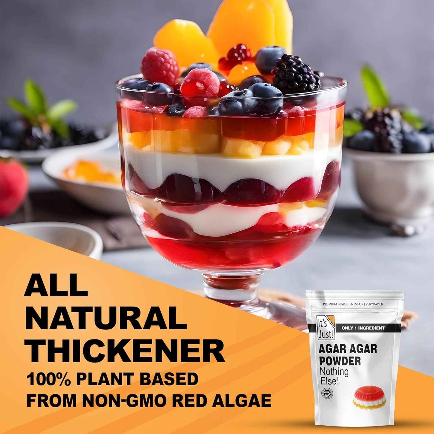 It's Just - Agar Agar Powder 6oz Single Ingredient Vegan Gelatin for Clutter Free Minimalist Pantry