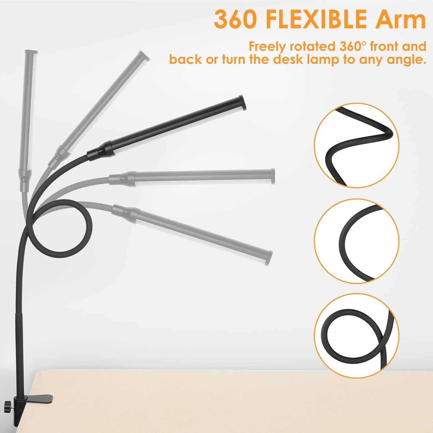 ShineTech LED Desk Lamp with Clamp – Safe Study Light for Kids Bedroom and Reading Corner, Flicker-Free, Cool to Touch