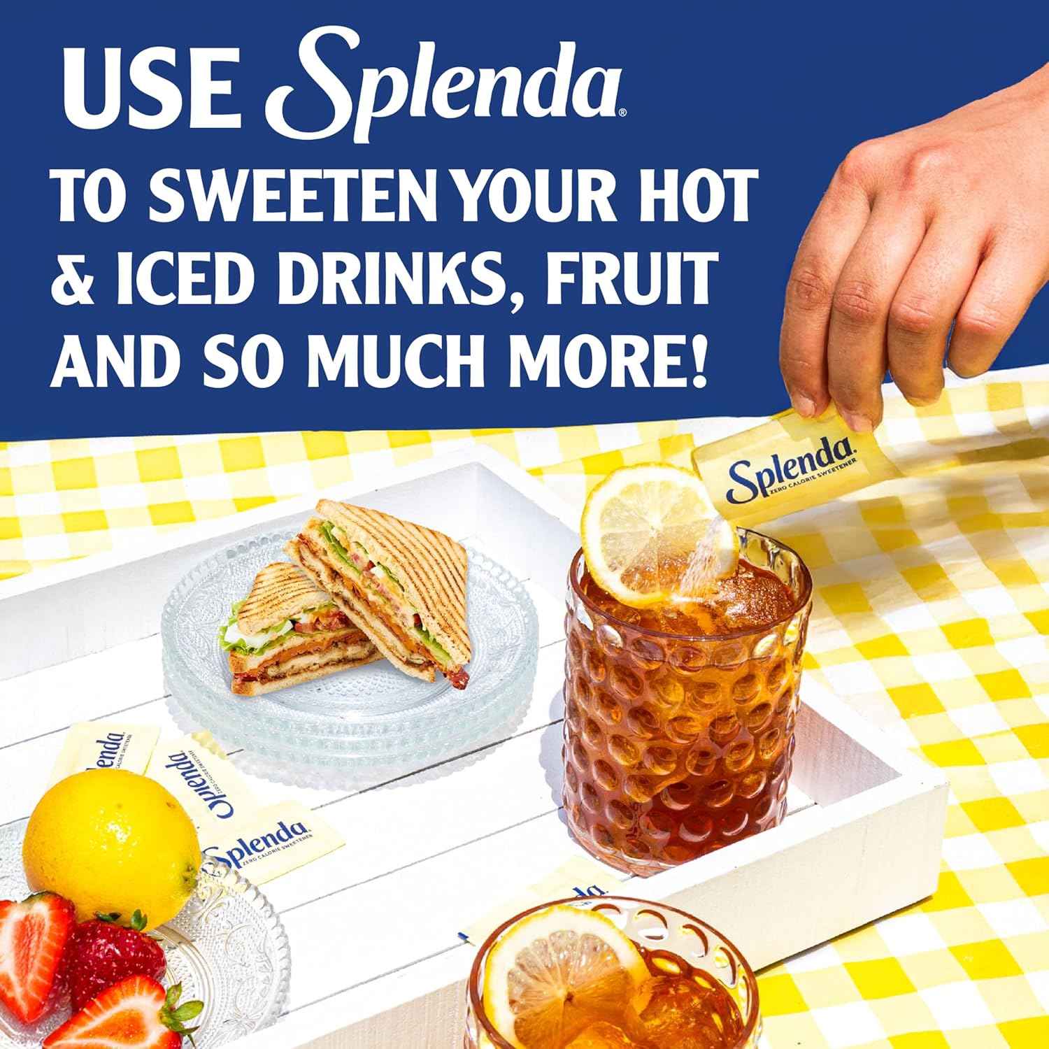 SPLENDA Zero Calorie Sweetener, 100 Count Packets - Travel-Friendly Sweetener for Camping and Road Trips