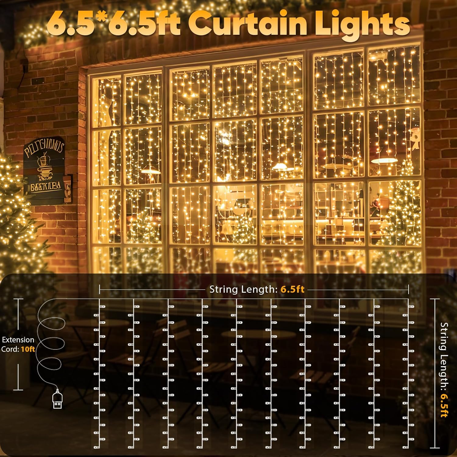 suddus Outdoor Curtain Lights for Patio and Garden – IP44 Waterproof 200 LED String with USB Power Bank Compatibility