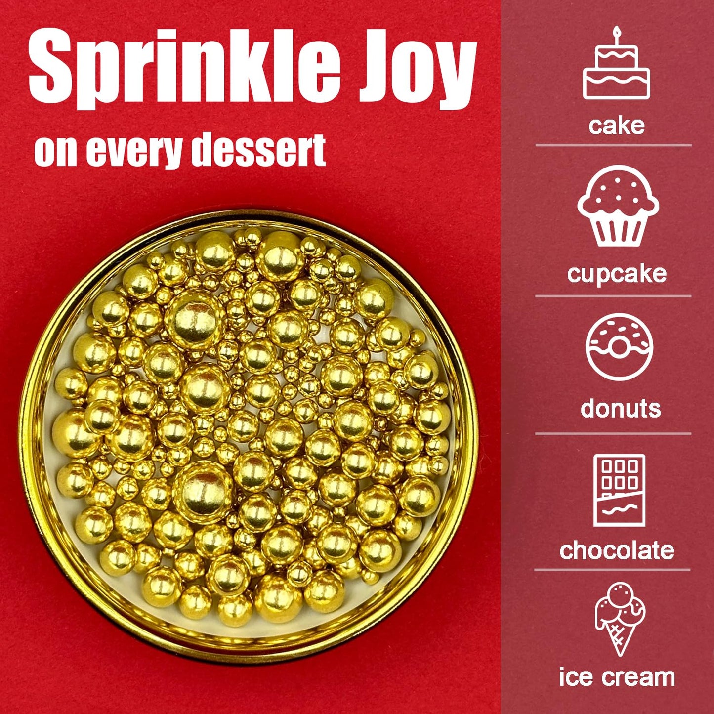 SUGAR BAY Premium Metallic Pearl Sprinkle Set – High-End Dessert Finishing for Professional Patisserie and Upscale Home Kitchens