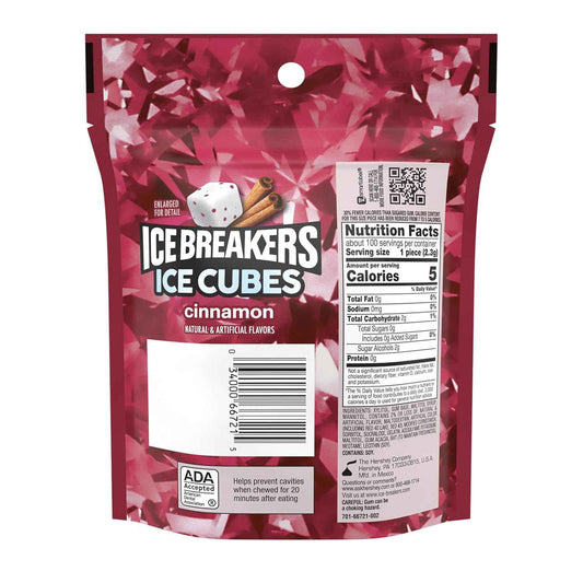 ICE BREAKERS Ice Cubes Cinnamon Sugar Free Chewing Gum Pouch – Daily Self-Care Oral Freshening Ritual for Mindful Wellness Routines