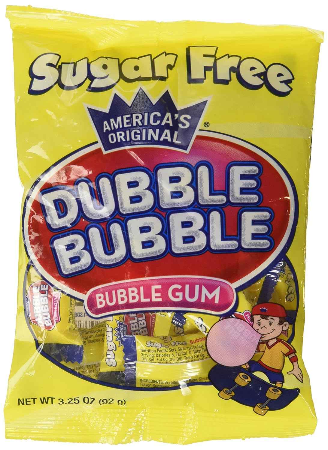 Dubble Bubble Sugar Free Gum - Nostalgic Stocking Stuffer and Holiday Party Favor for Adults and Kids, 3.25 oz