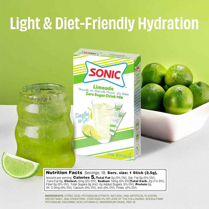 SINGLES TO GO! Sonic Limeade Drink Mix - Desk-Friendly Sugar-Free Packets for Office Drawers and Workday Focus