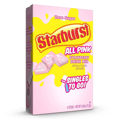 Starburst Singles To Go Strawberry Sugar-Free Drink Mix Sticks for Self-Care Hydration Stations and Home Wellness Rituals