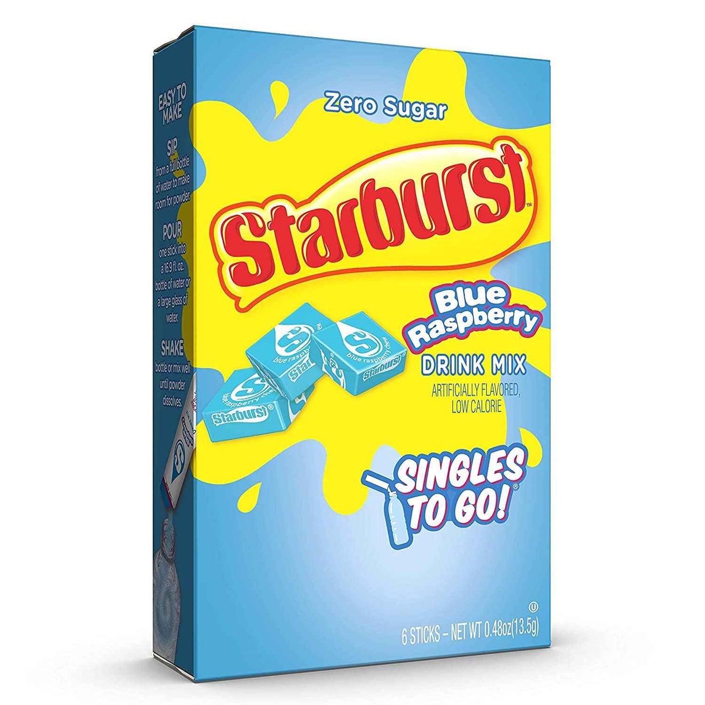 Starburst Blue Raspberry Singles To Go – TSA-Friendly Water Enhancer for Flights and Airport Lounges