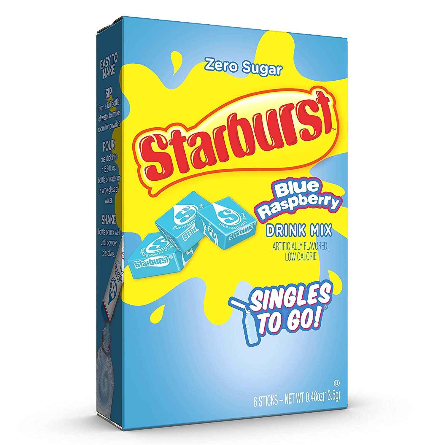 Starburst Blue Raspberry Singles To Go – TSA-Friendly Water Enhancer for Flights and Airport Lounges