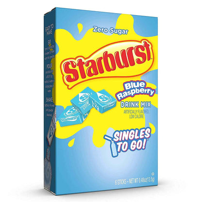 Starburst Blue Raspberry Singles To Go – TSA-Friendly Water Enhancer for Flights and Airport Lounges