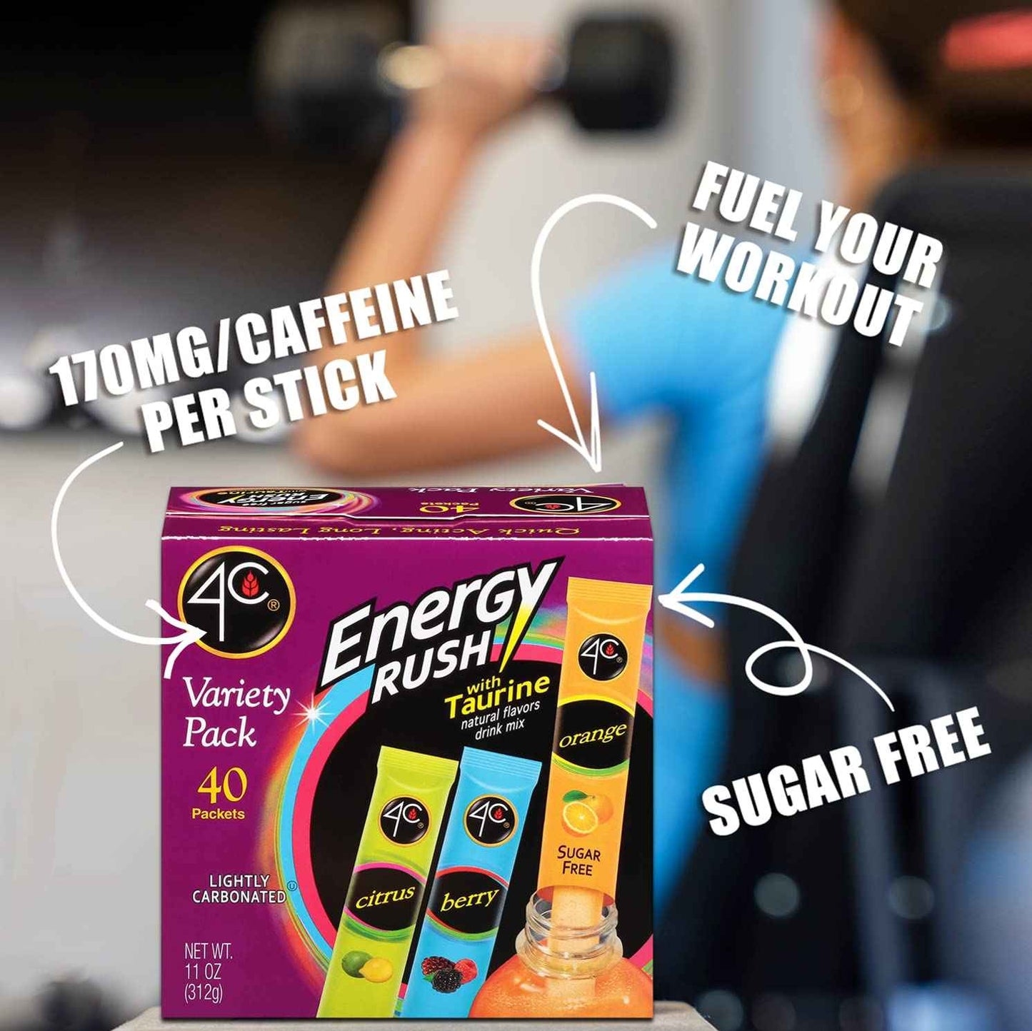 4C Energy Rush Stix – Health-Conscious Lifestyle Pack, Berry Orange Citrus Variety for Clean Hydration