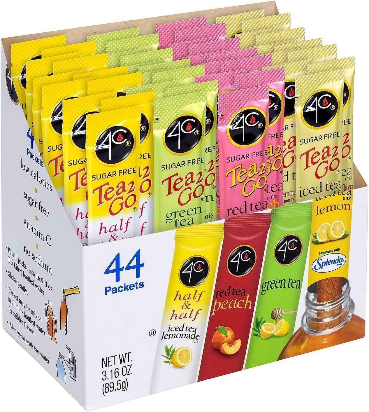 4C Sugar Free Iced Tea Stix Variety Pack - Calorie Conscious Hydration Companion for Wellness Routines and Mindful Moments