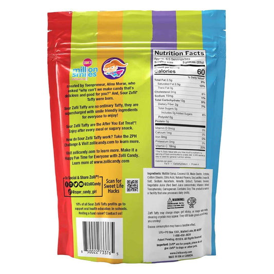 Zollipops Zaffi Taffy Sour 5 oz Bag – Parent-Approved Sugar-Free Chewy Candy for School Lunches and Road Trips