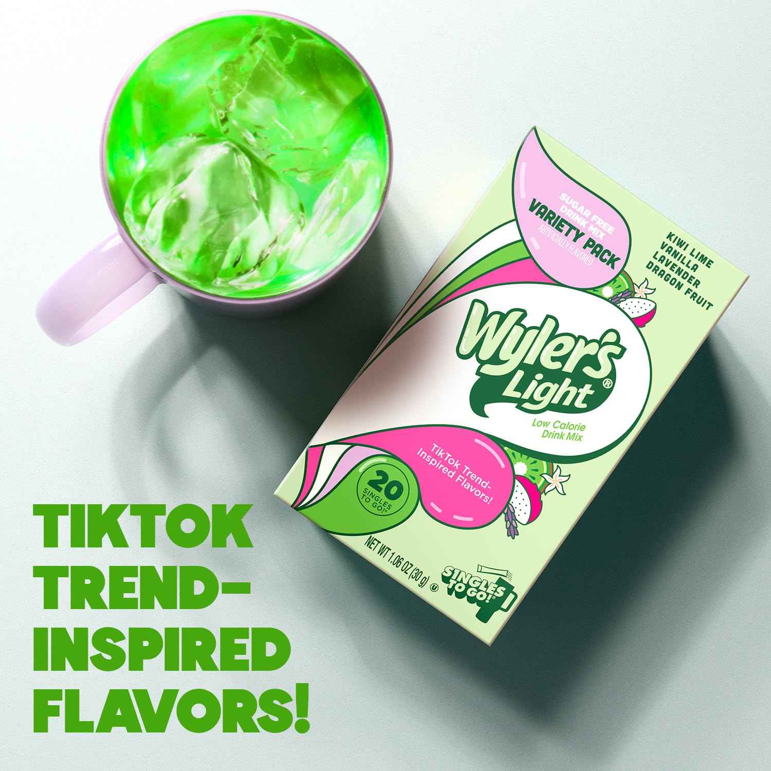Wyler's Watertok Fun Flavors – Quick Hydration Packets to Drink More Water During the Workday, 20 Singles