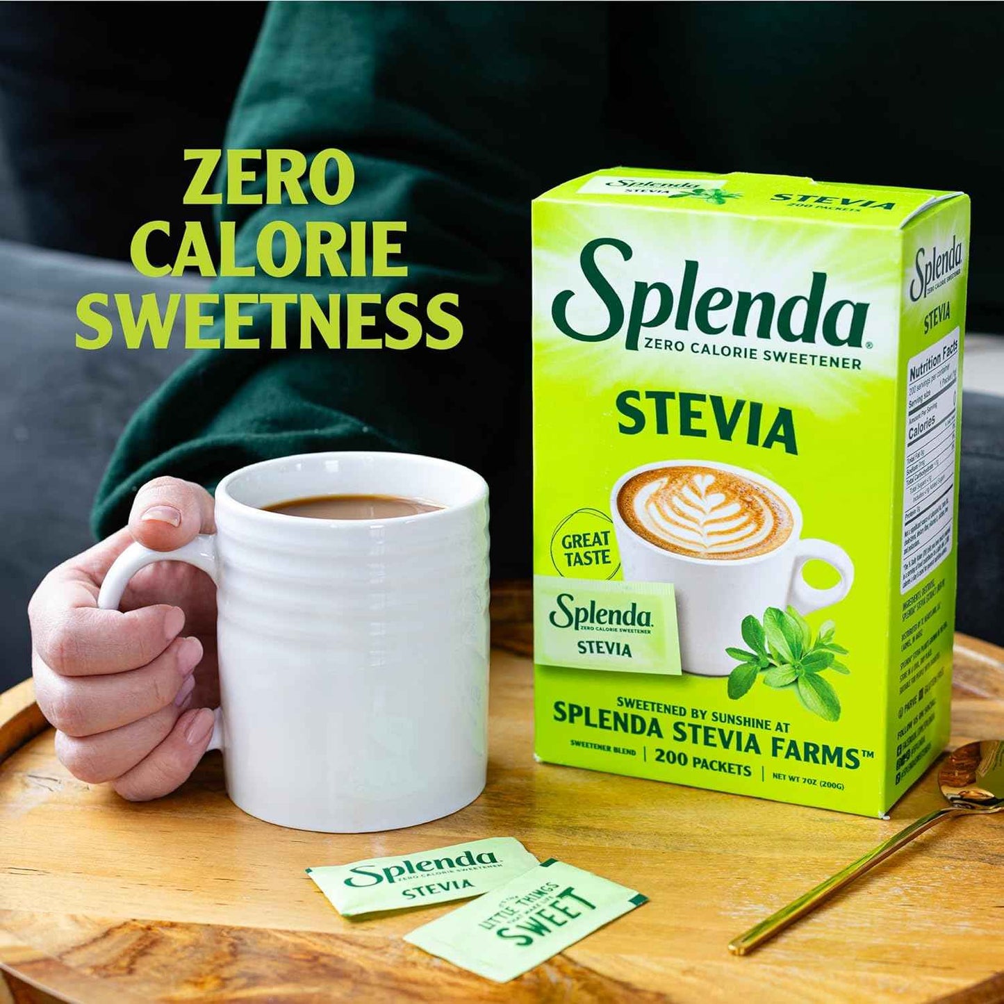 Splenda Stevia Zero Calorie Sweetener Packets – Travel-Friendly Single-Serve Sugar Substitute for Picnics and Road Trips