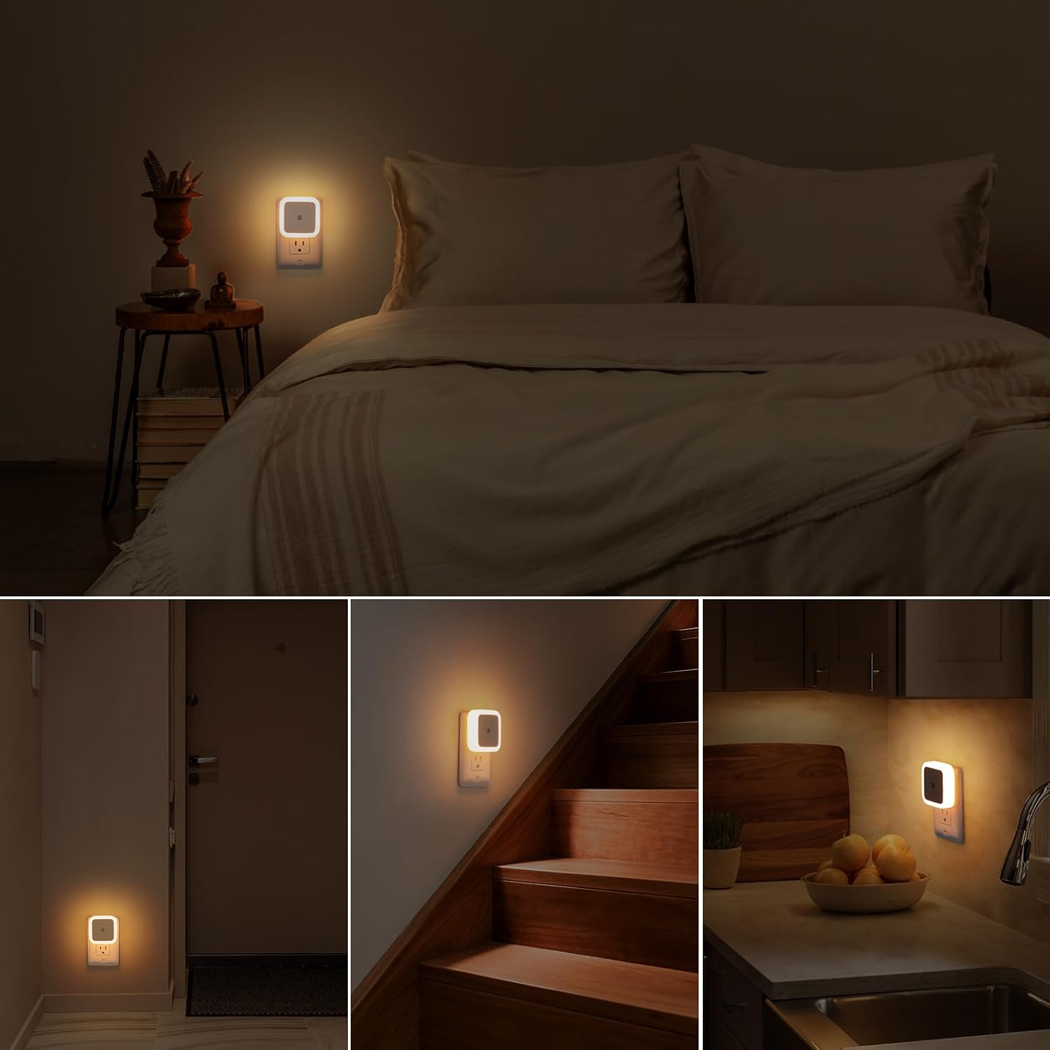 Sujeet Night Light 8-Pack – Warm White and Color LED Accent Lighting for Bedroom, Living Room, and Kitchen Ambiance
