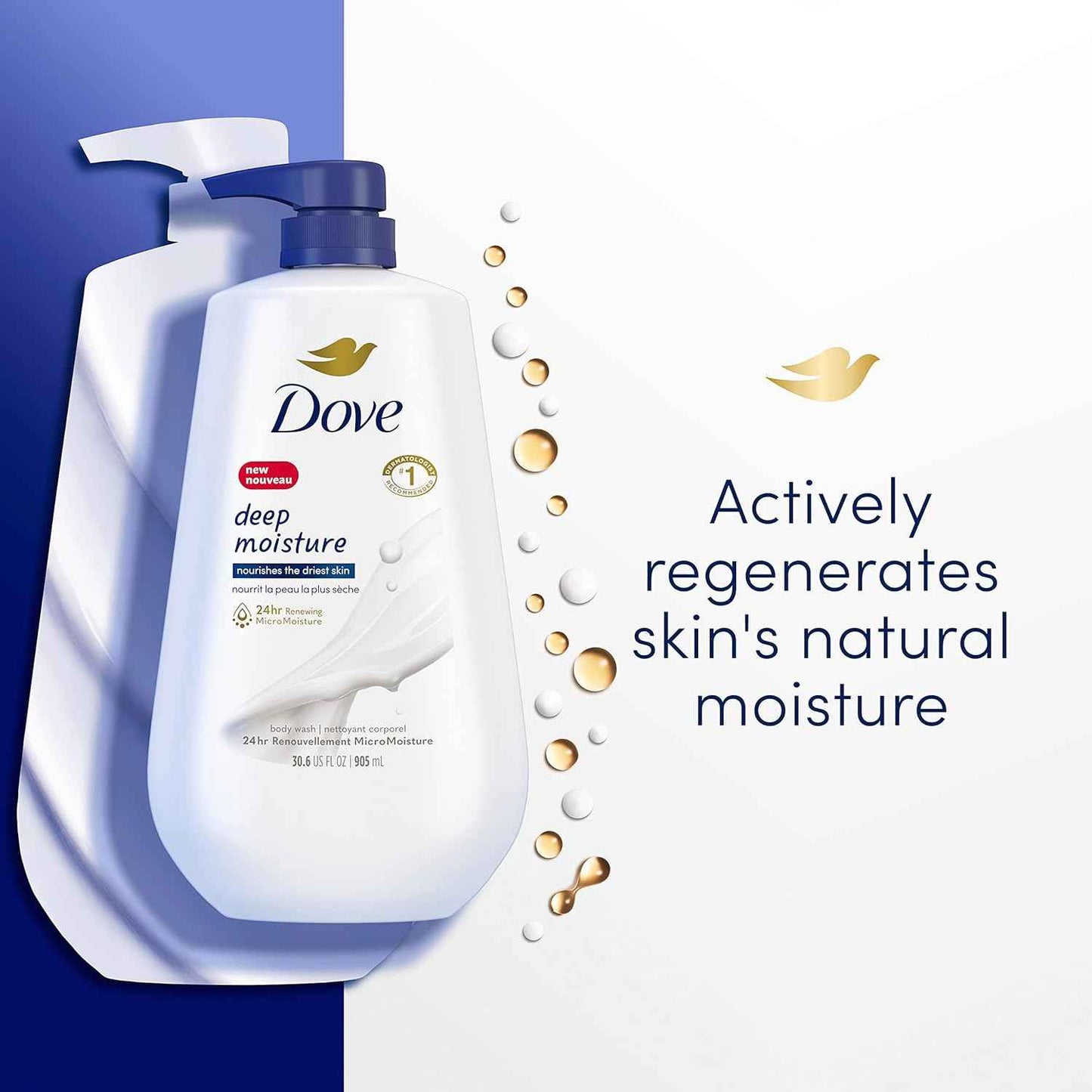 Dove Body Wash Deep Moisture 30.6 oz – Mindful Wind-Down Bath Time Body Cleanser for 24-Hour Hydration