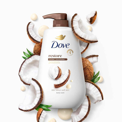 Dove Body Wash with Pump Coconut & Cocoa Butter Daily Self-Care Shower Ritual for Mindful Mornings