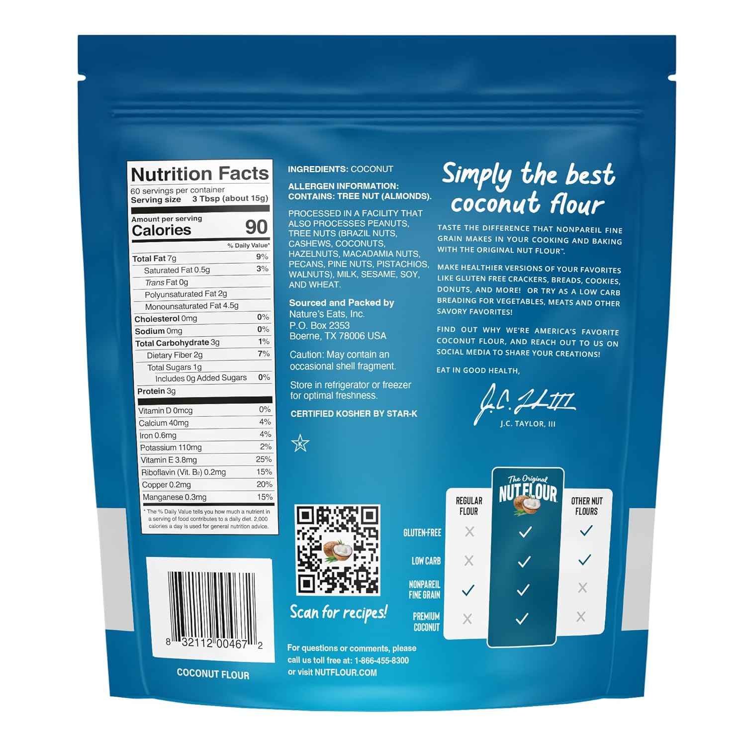 Nature's Eats Coconut Flour, 32 Oz – Thoughtful Organic Gift for the Home Baker on Her Birthday