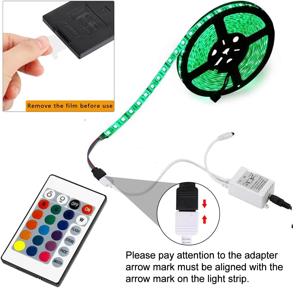 SUPERNIGHT 24-Key RGB Remote – Minimalist Apartment Lighting Controller, Single Compact Dimmer for Clutter-Free LED Strip Setups