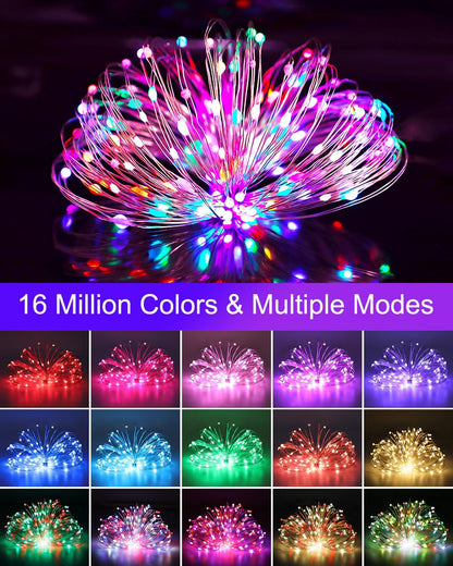 Surplife Waterproof LED String Lights 33Ft Color Changing – Patio, Garden, and Backyard Evening Ambiance with Music Sync