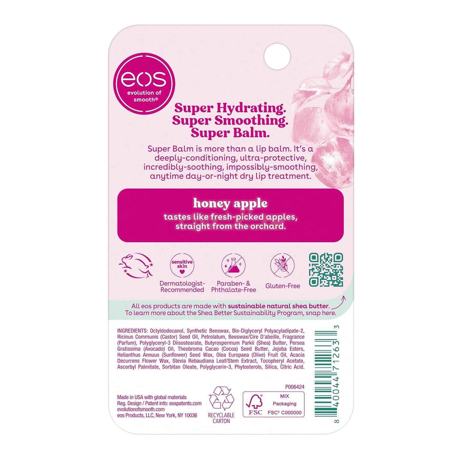 eos Super Balm – Clean Formulation Lip Care for Sensitive Skin, Paraben Phthalate and Gluten-Free Hypoallergenic Balm