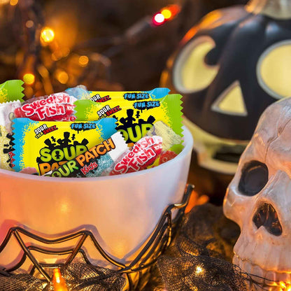 SOUR PATCH KIDS & SWEDISH FISH Halloween Candy Variety Pack – Kid-Friendly Individually Wrapped Goodie Bags for Family