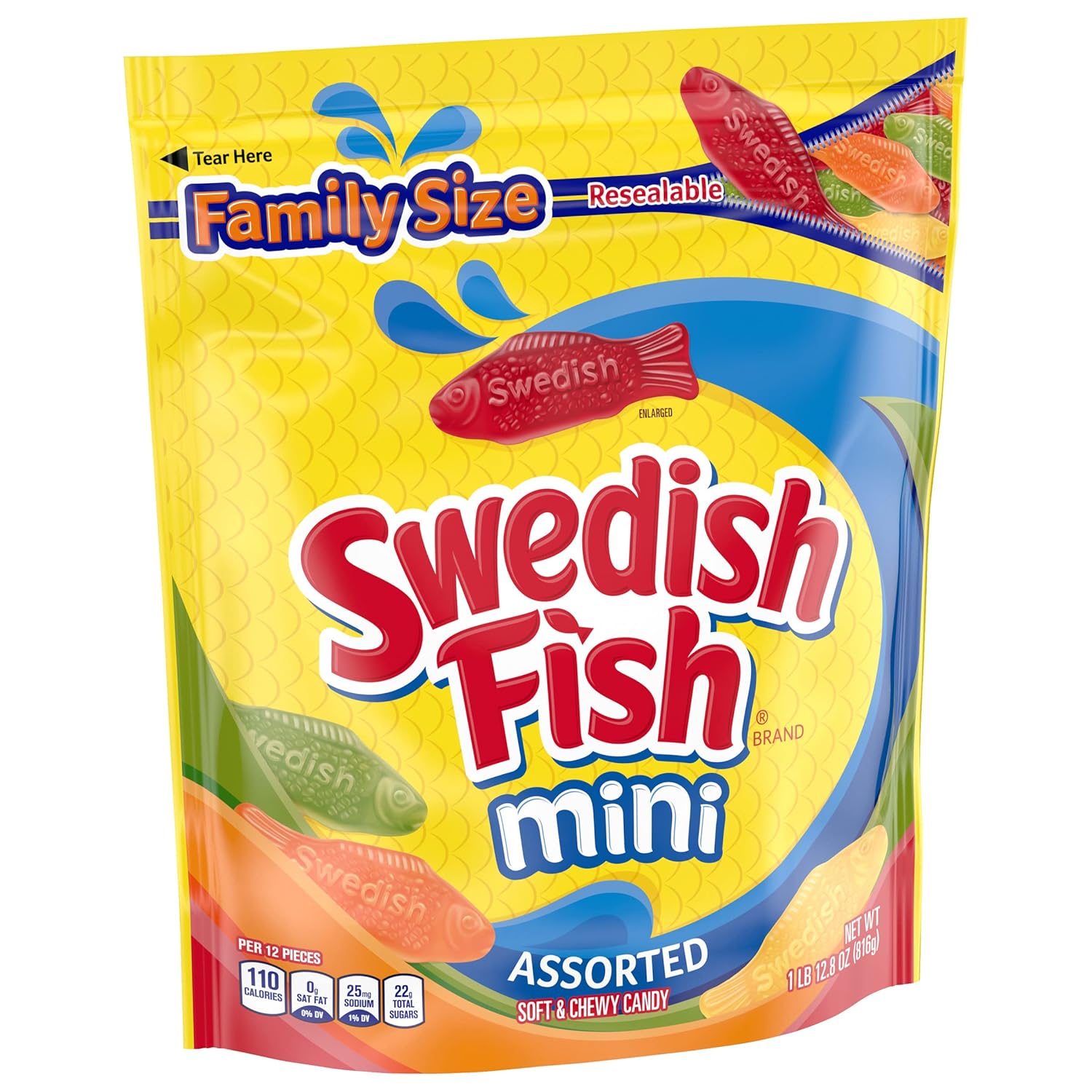 Swedish Fish Mini Gummy Candy – Picnic and Park Snack for Outdoor Family Outings, Sports Practice, and Playground Visits, 24 Count