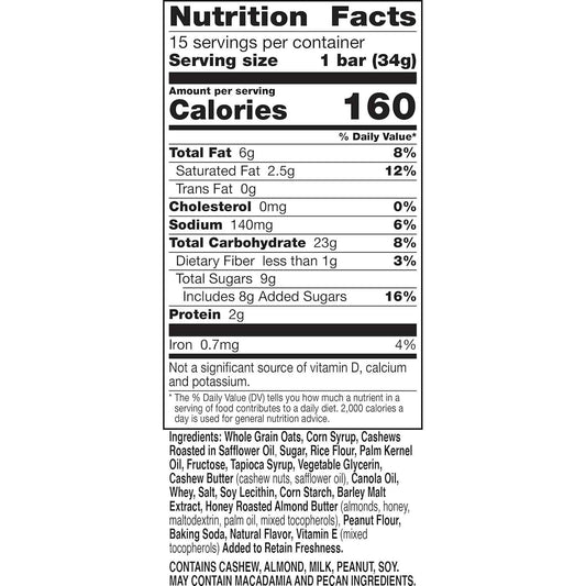 Nature Valley Sweet and Salty Nut Cashew Granola Bars – Lunchbox Snack Safe for School and Playroom