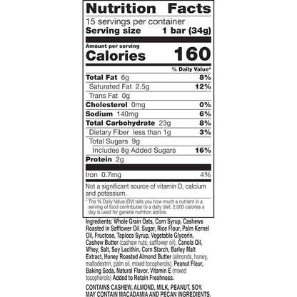 Nature Valley Sweet and Salty Nut Cashew Granola Bars – Lunchbox Snack Safe for School and Playroom