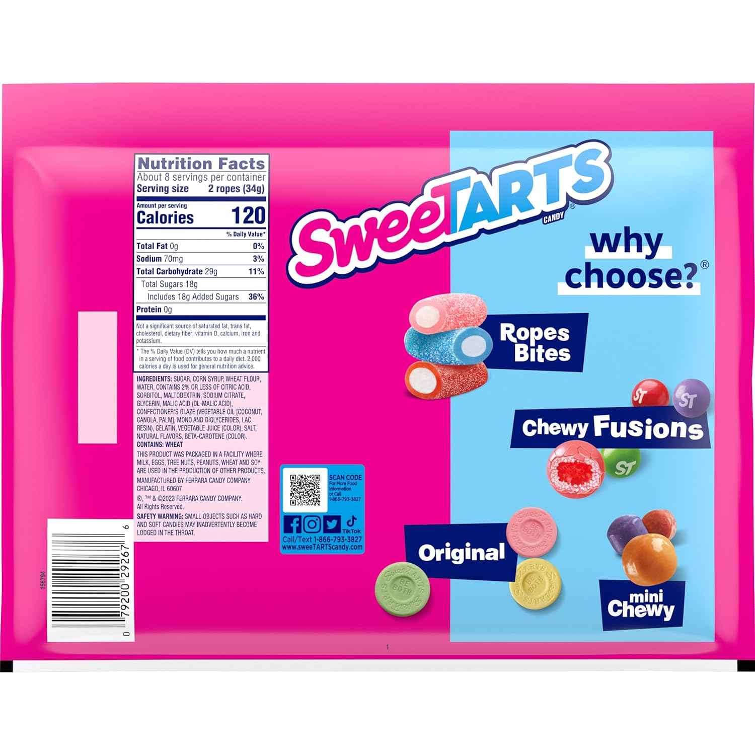 SweeTARTS Ropes Chewy Candy – Colorful Candy Buffet Display for Party Tables, 9 oz