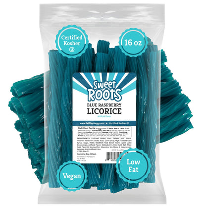 Sweet Roots Blue Raspberry Soft Licorice Ropes – Jumbo Candy Gift Bag for Housewarming, Get Well, and Holiday Gifting