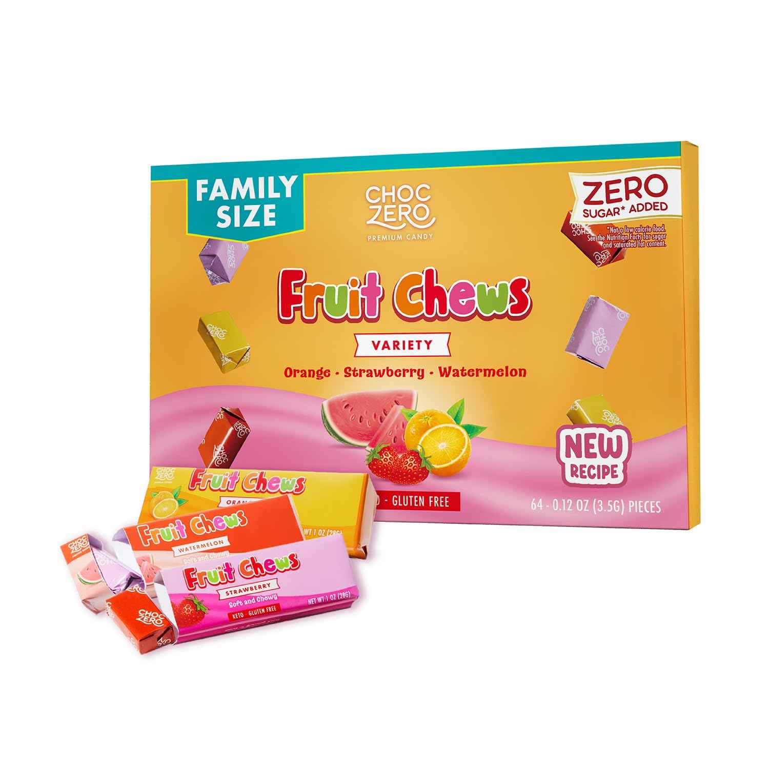 ChocZero Fruit Chews – Care Package Candy for Valentines and Get Well Gifts, Individually Wrapped