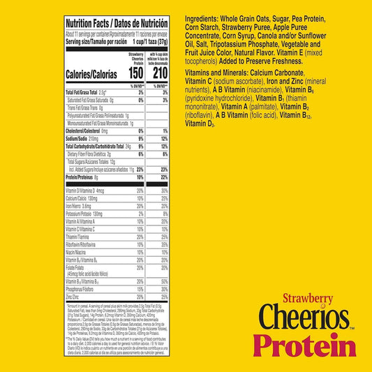 Cheerios Protein Cereal Strawberry – On-the-Go Office Desk Snack for Focused Professionals, 11.2 oz Box