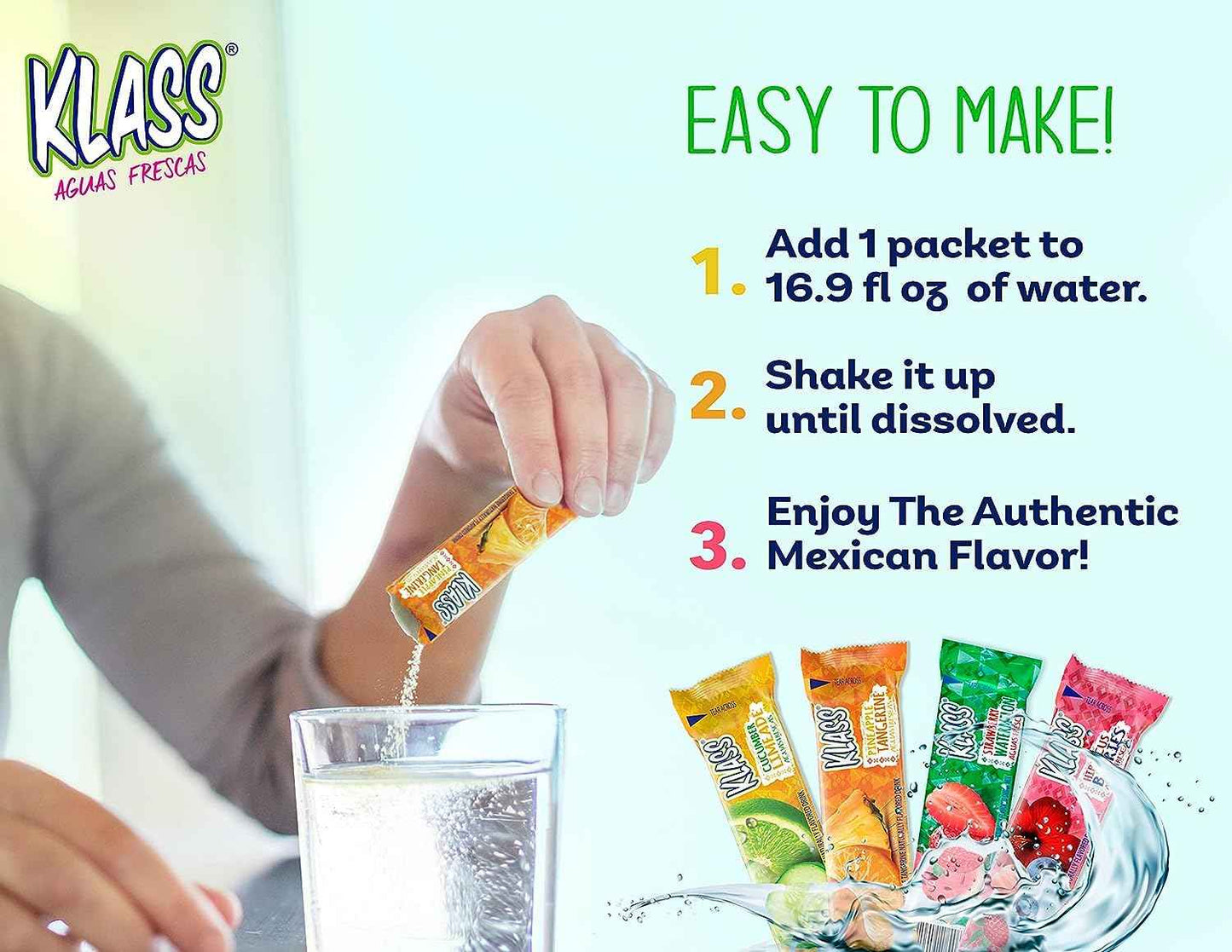 Klass Sugar-Free Iced Tea Sticks - 5 Calorie Single-Serve Powder for Office Desks, Commutes, and Distraction-Free Focus Sessions (44 Count)