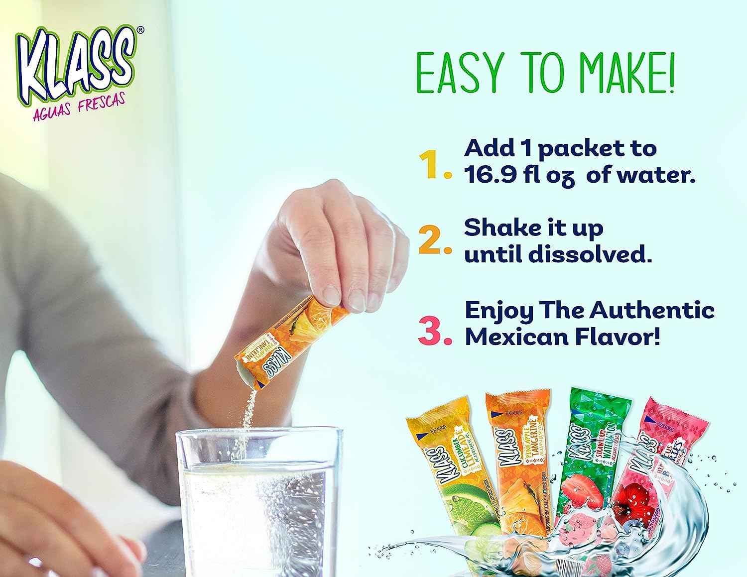 Klass Sugar-Free Iced Tea Sticks - 5 Calorie Single-Serve Powder for Office Desks, Commutes, and Distraction-Free Focus Sessions (44 Count)