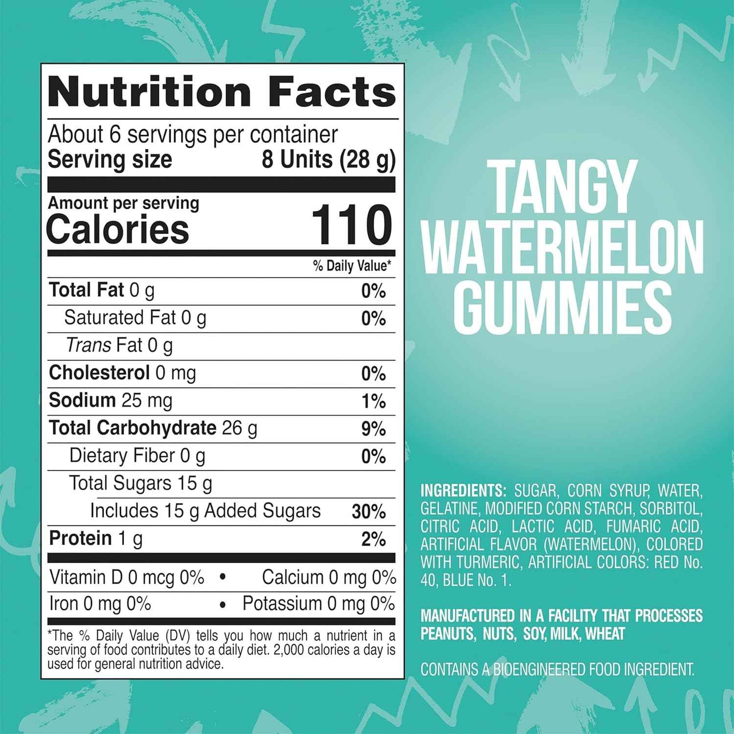 ChewzMe Sour Watermelon Gummy Candy Stocking Stuffer and Birthday Party Treat, Gluten-Free Cane Sugar Snack, 6 oz Bag