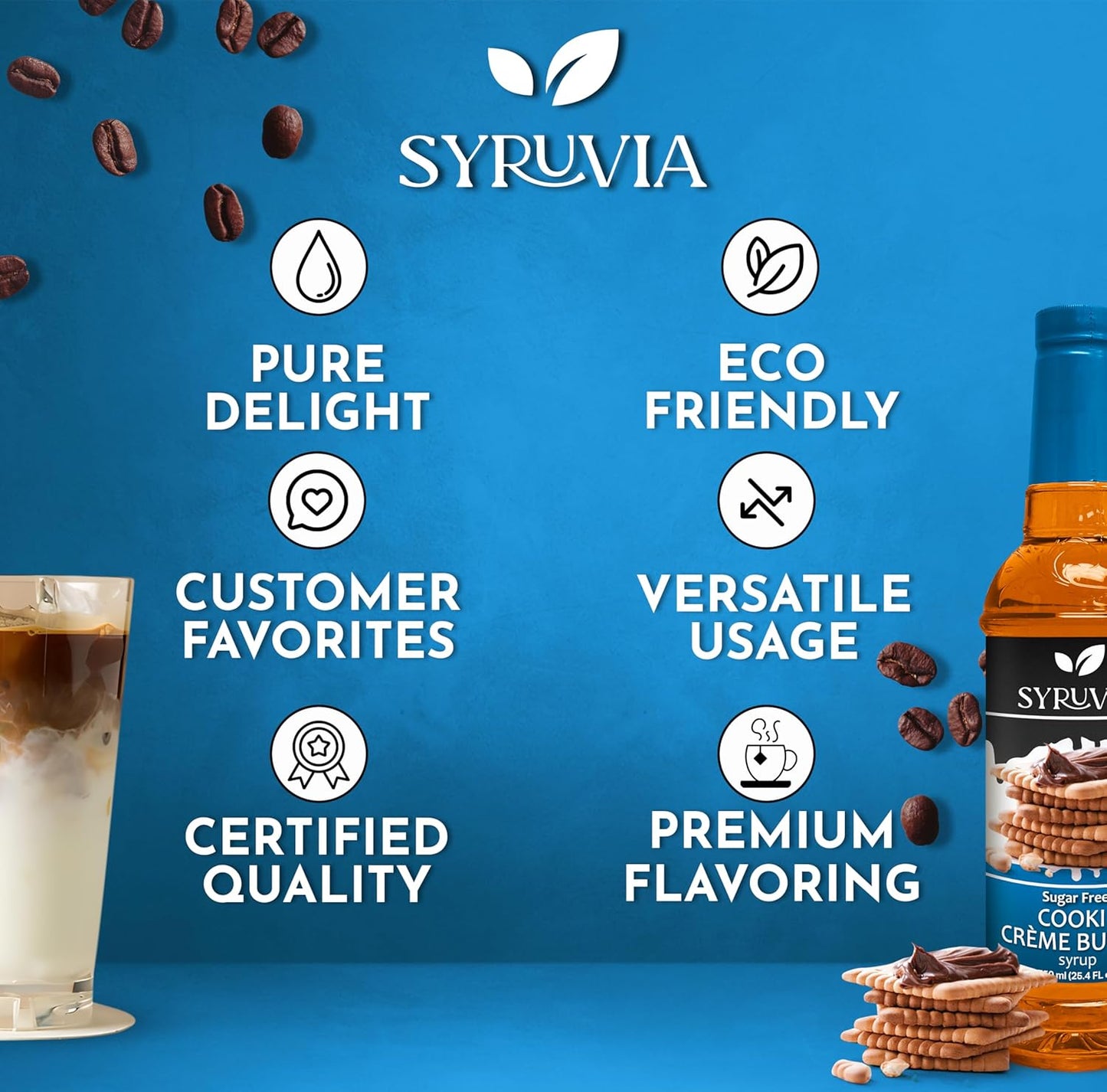 Syruvia Sugar Free Syrup – Office Pantry Flavor Upgrade for Focused Workdays, 25.4 fl oz With Pump