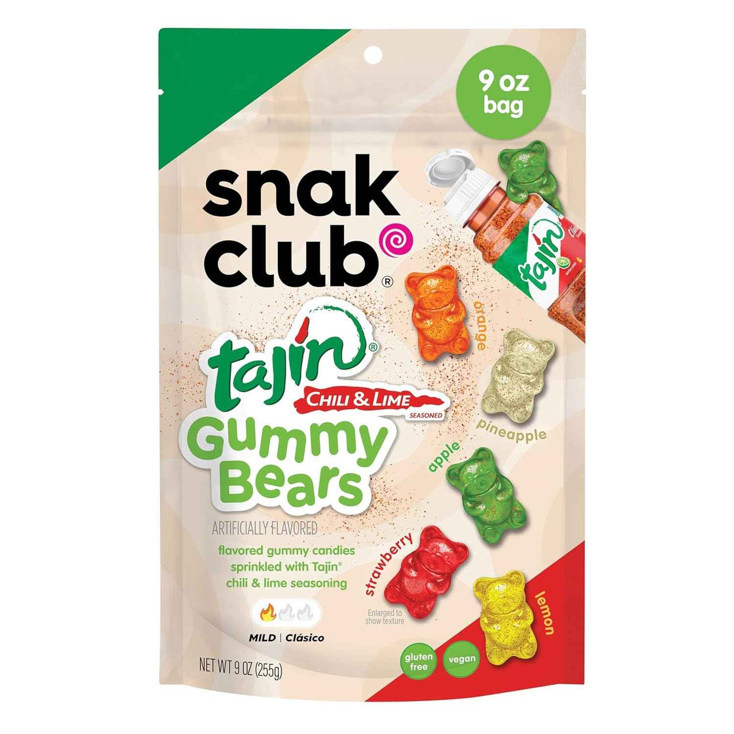 Snak Club Tajin Gummy Bears – Unique Snack Gift for Spicy Food Lovers, Assorted Fruit 9 oz