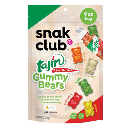 Snak Club Tajin Gummy Bears – Unique Snack Gift for Spicy Food Lovers, Assorted Fruit 9 oz