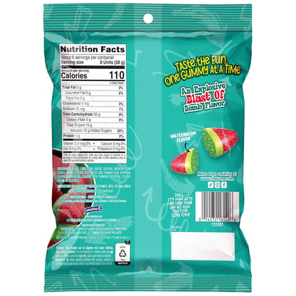ChewzMe Sour Watermelon Gummy Candy Stocking Stuffer and Birthday Party Treat, Gluten-Free Cane Sugar Snack, 6 oz Bag