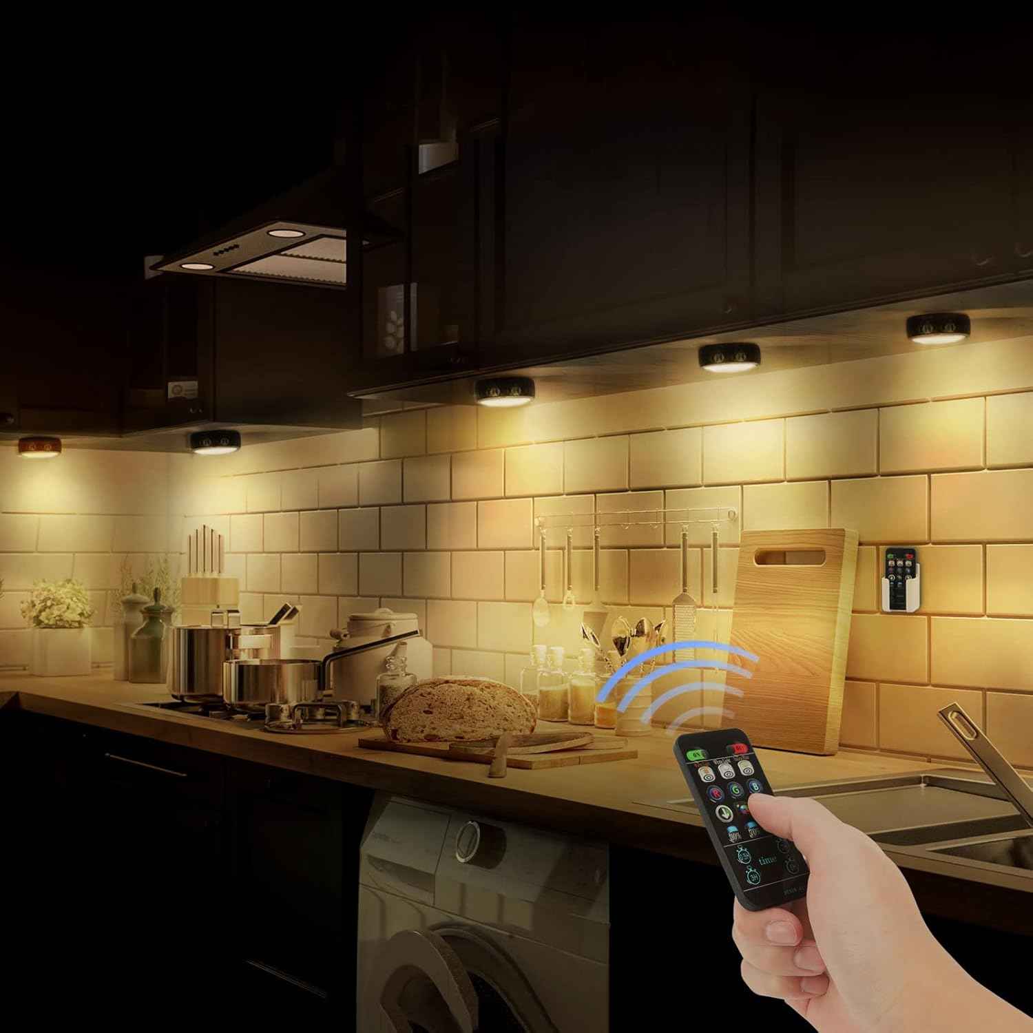 Brilliant Evolution Wireless Stick On Puck Lights – Living Room Aesthetic Accent Lighting with 14 Colors