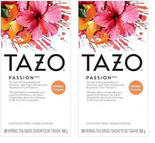 TAZO Passion Herbal Tea Bags – Caffeine-Free 3 PM Workday Ritual with a Piece of Chocolate