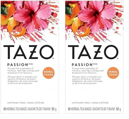 TAZO Passion Herbal Tea Bags – Caffeine-Free 3 PM Workday Ritual with a Piece of Chocolate