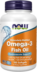 NOW Supplements Omega-3 180 EPA / 120 DHA Simple Daily Heart Supplement, 100 Softgels